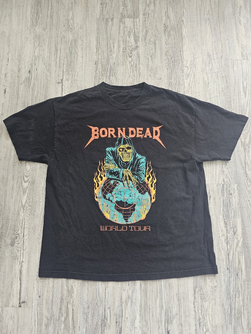 Born Dead World Tour Graphic Band T Shirt Skull Double Sided Black Mens Large